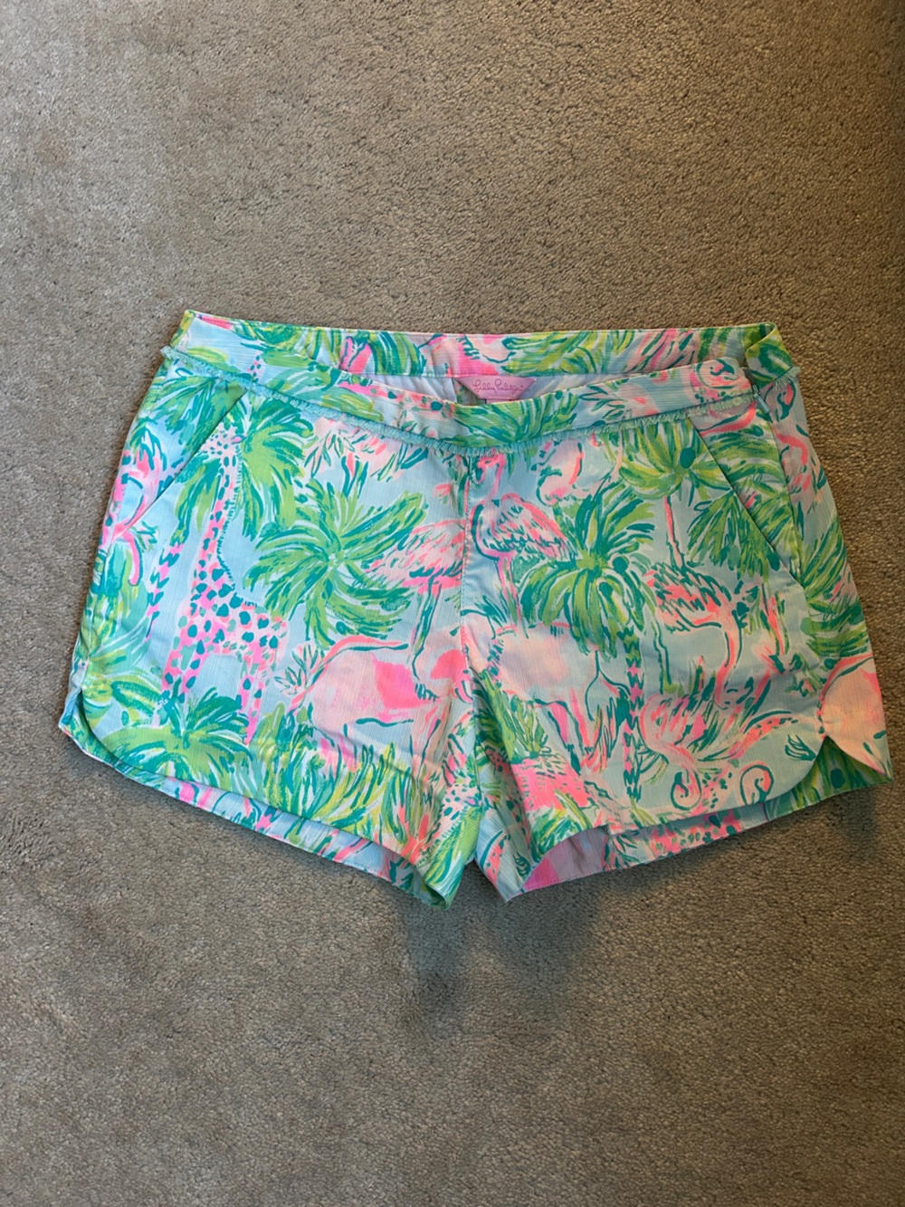 Bright Tropical Print Women's Shorts - Pink & Green